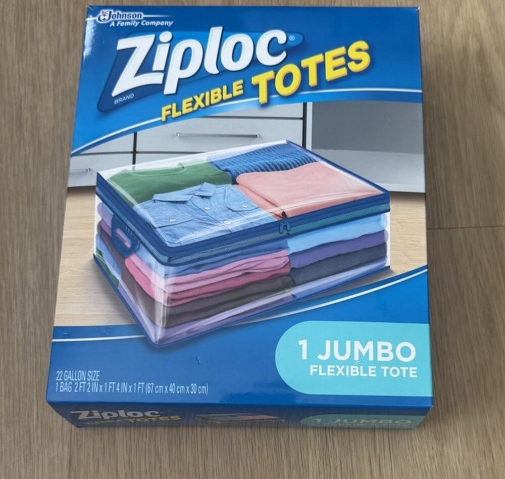 1 Ziploc Jumbo Flexible Tote Storage Bag 22 Gallon 26in x 16in x 12in NEW